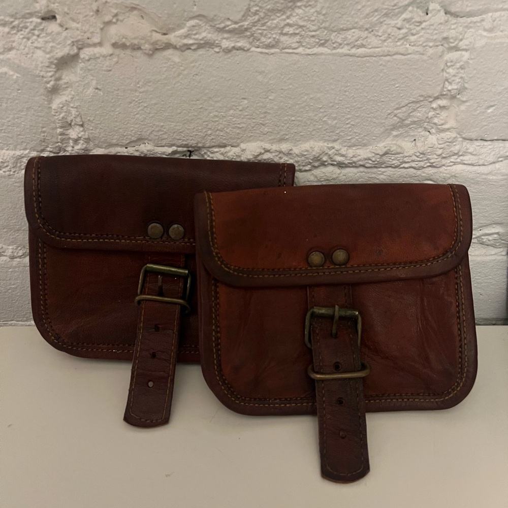 Hand Crafted Genuine Leather Belt Pouch • Set of 2
